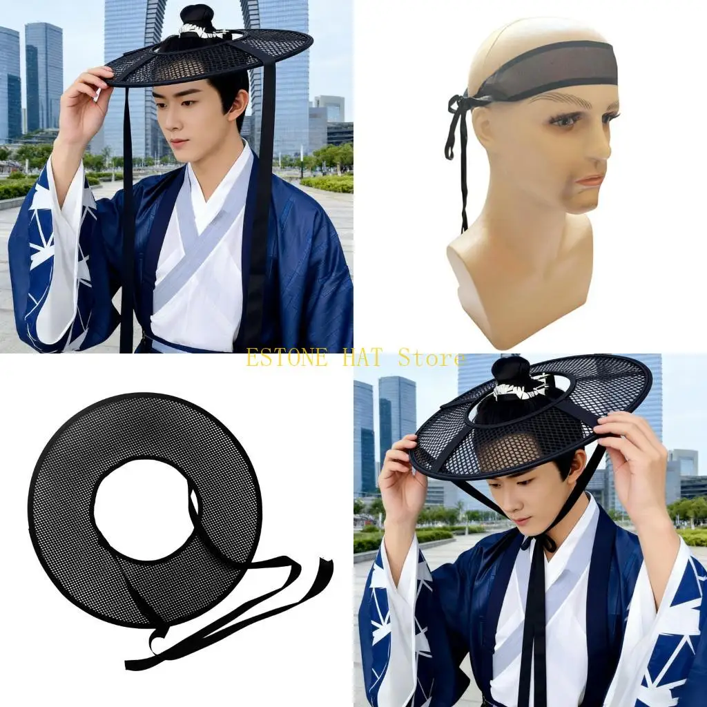

49MF полая тканая шляпа, черная шляпа для косплея с полиэстером, аксессуар для костюма, подходит для любителей моды