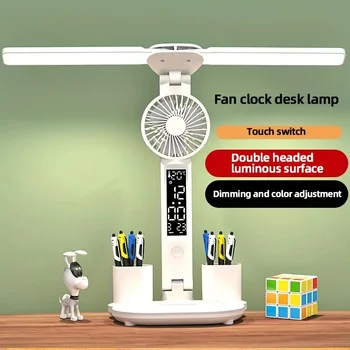 양방향 LED 선풍기 조명, 휴대용 선풍기, 기숙사 독서 램프, 플러그인 모델, 선풍기 책상, 접이식 지능형 터치 침실