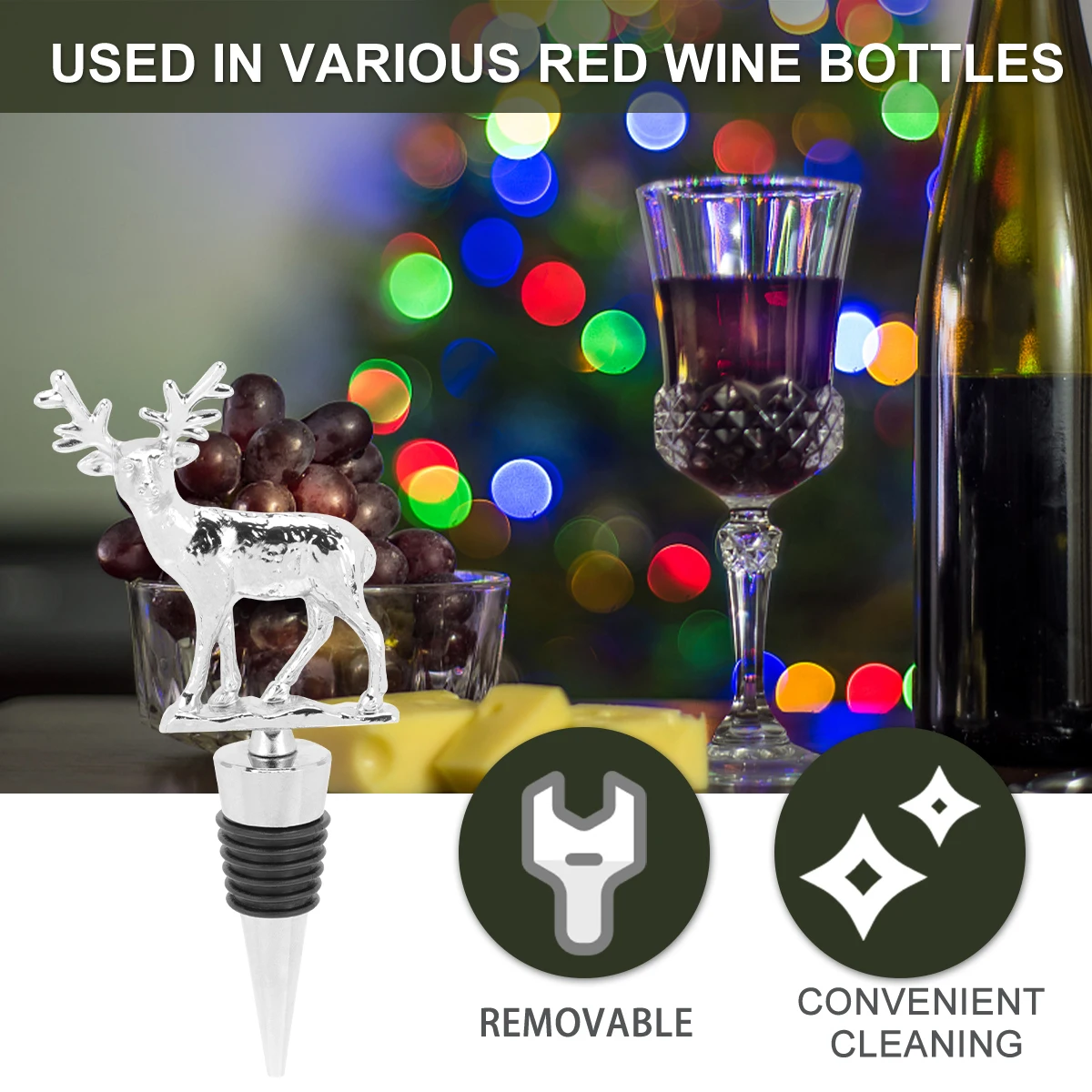 

Reusable Bottle Plug Silica Gel Rings Elk Decoration Christmas Sealing Stopper Practical Long lasting Kitchen Bar