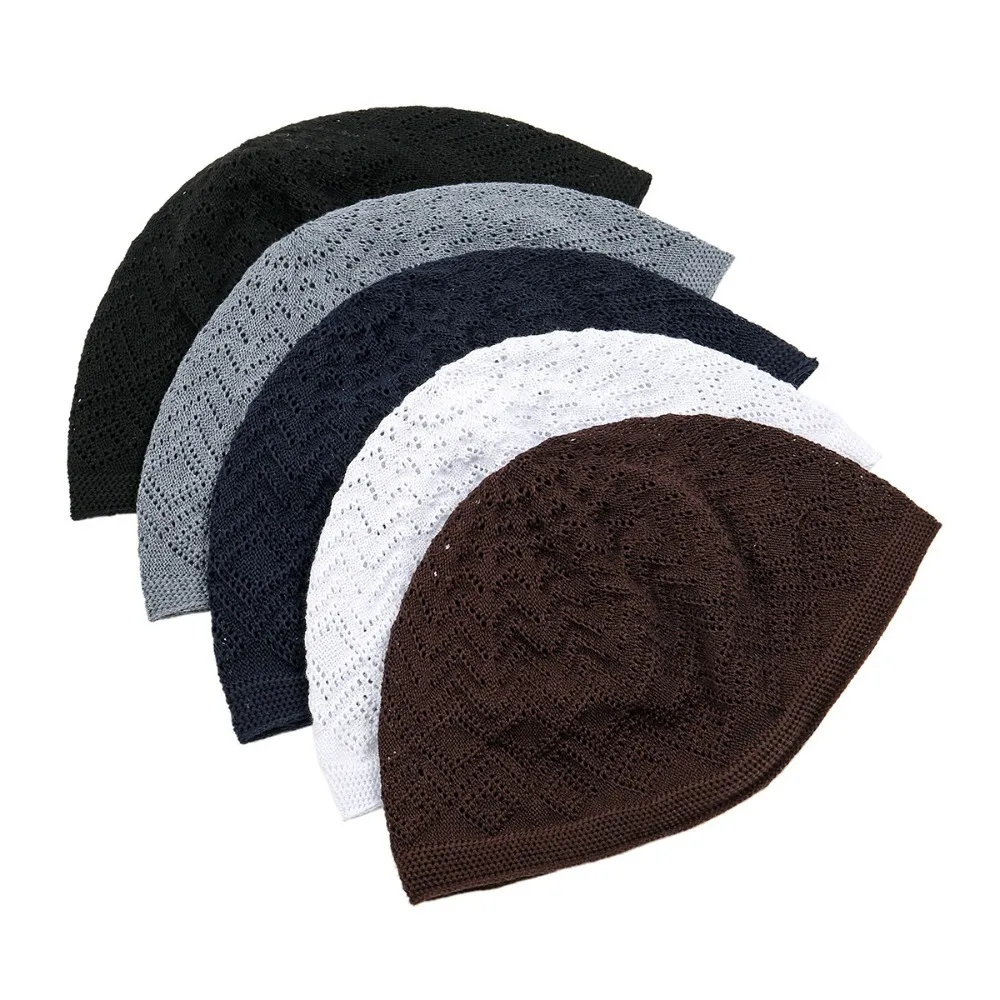 Uomini musulmani cappelli da preghiera Unisex inverno caldo berretto lavorato a maglia Islam ebraico India berretti Musulman arabo uomo Kippah Homme