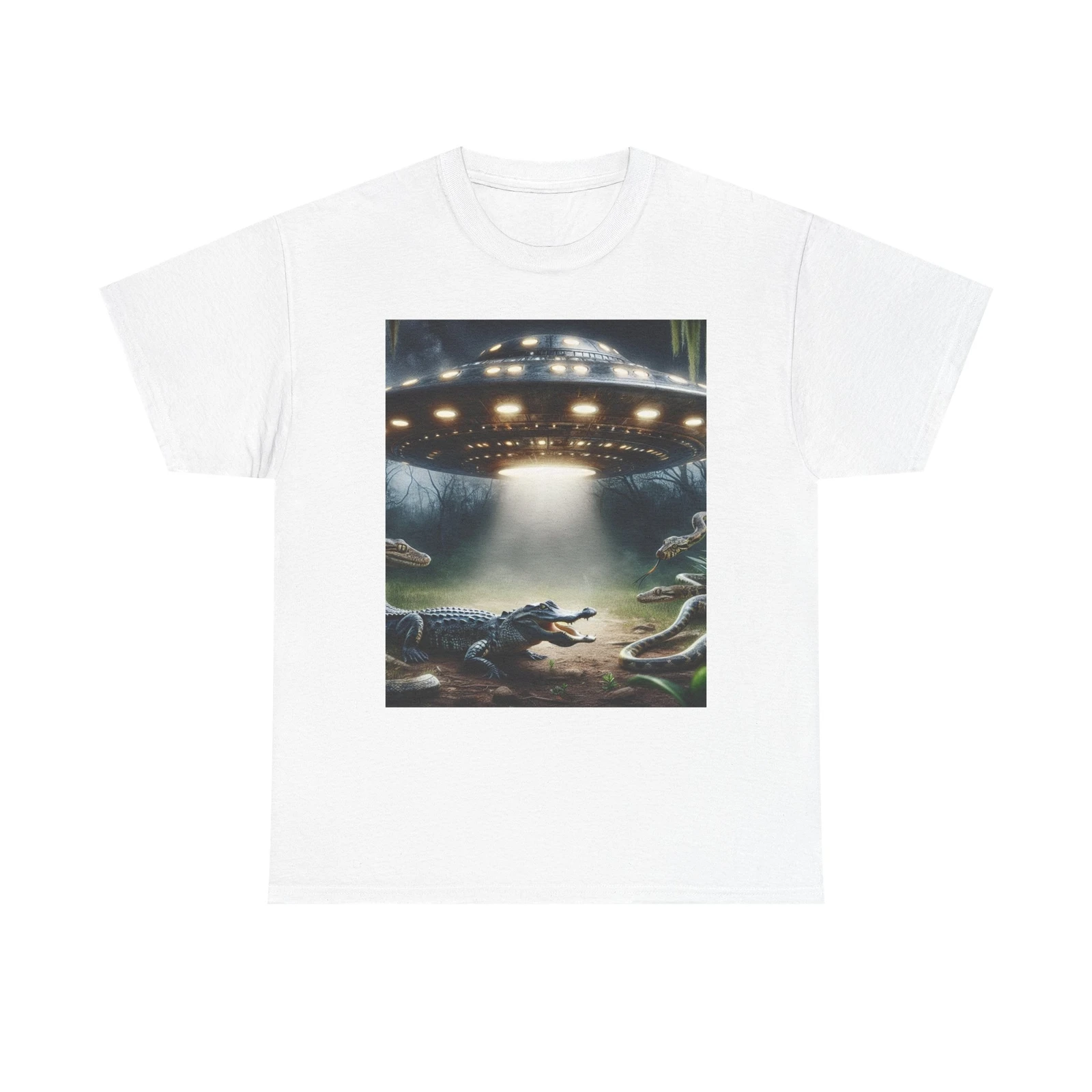 Camiseta con diseño de Alien UFO Invasion of the Alligator Aliens Art de Mars Fun TEE Shirt