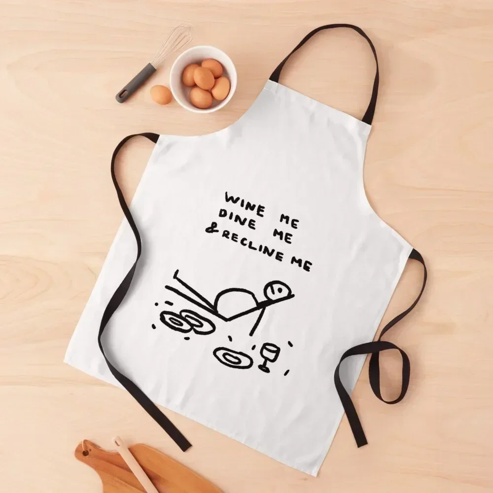 

Wine Me, Dine Me and Recline Me Apron Kitchenware Things For The Kitchen Waterproof women Household Items Kitchen Apron