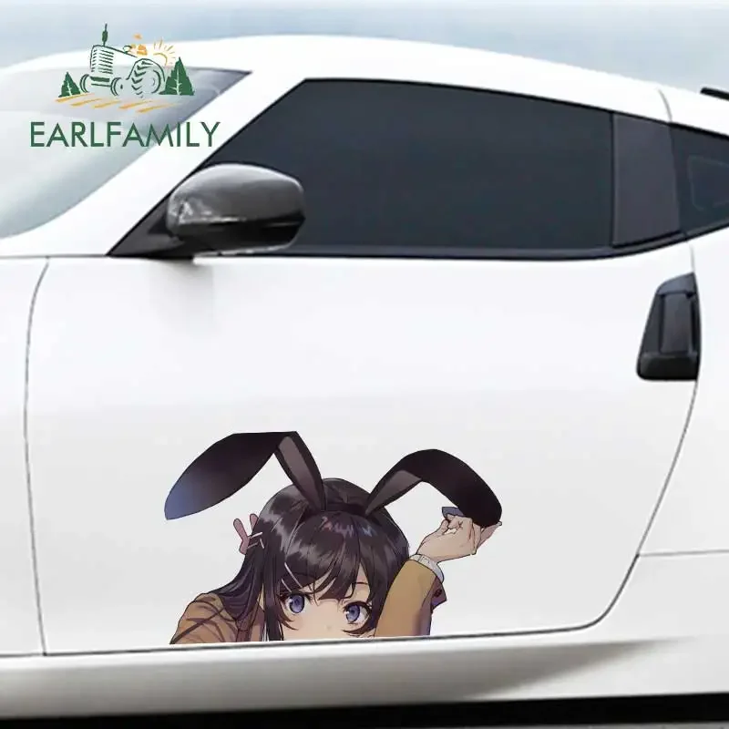 EARLFAMILY 43cm x 24.8cm For Bunny Girl Car Stickers Auto Car Door Protector Decal Trunk Windshield Caravan JDM VAN Sticker