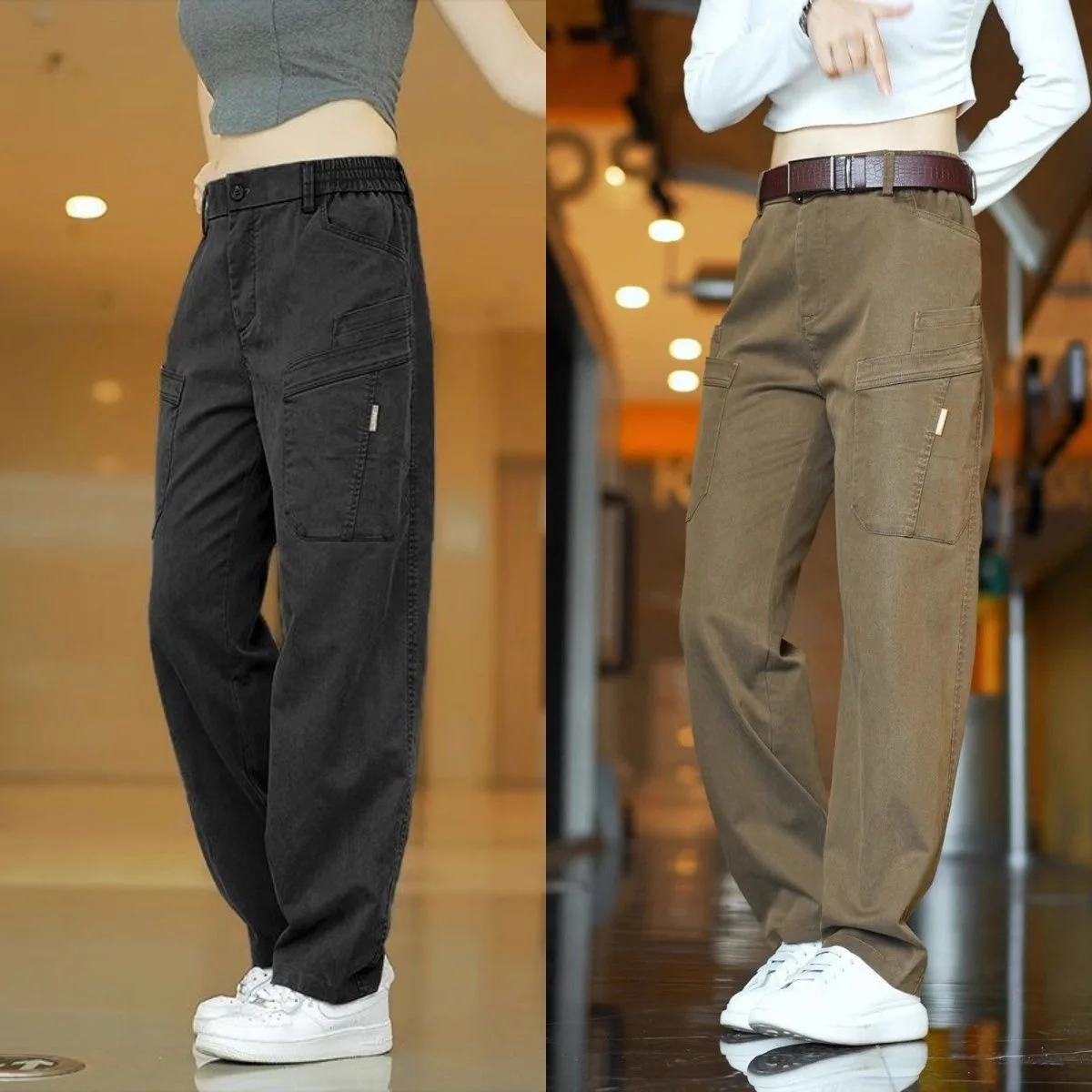 

Men's Casual Workwear Pants Spring Autumn Wear Resistant Loose Multi-ket Straight Leg Work Trousers Comfortable Breathable