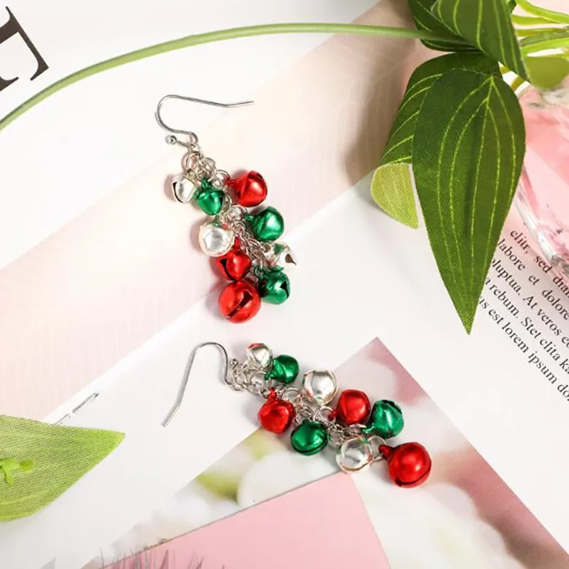 1 Pair Christmas Dangle Earrings Christmas Bell Light Bulbs Hoop Earrings Christmas Tree Earrings for Women Girls Xmas Part Gift