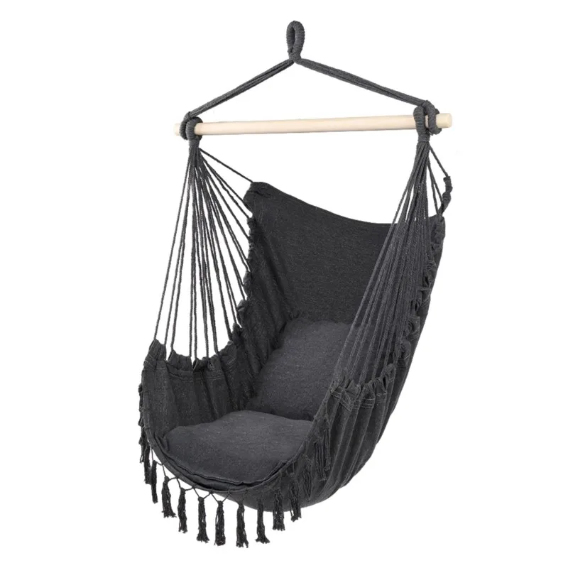 Garden Chair Hanging Hammock Chair Swing Deluxe Outdoor Indoor Garden Furniture Hanging Rope Chair With Pillow Patio Porch Decor