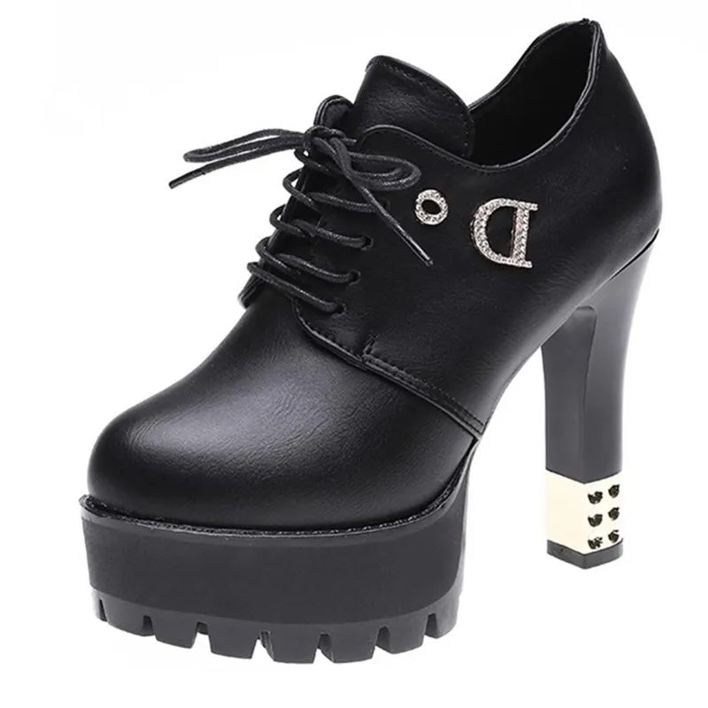 

Fashion New Women's Side Zipper Ankle Boots Platform Thick High Heel 11 Cm Ladies Boots Winter Woman Shoes Black Boot