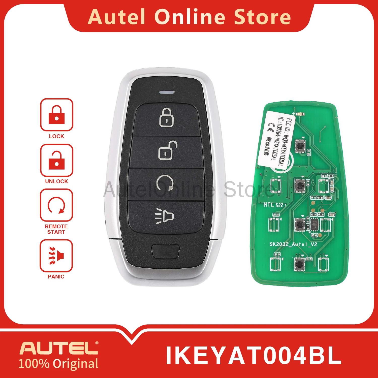 

AUTEL IKEYAT004BL 4-кнопочный универсальный интеллектуальный дистанционный ключ для KM100/IM508/IM608
