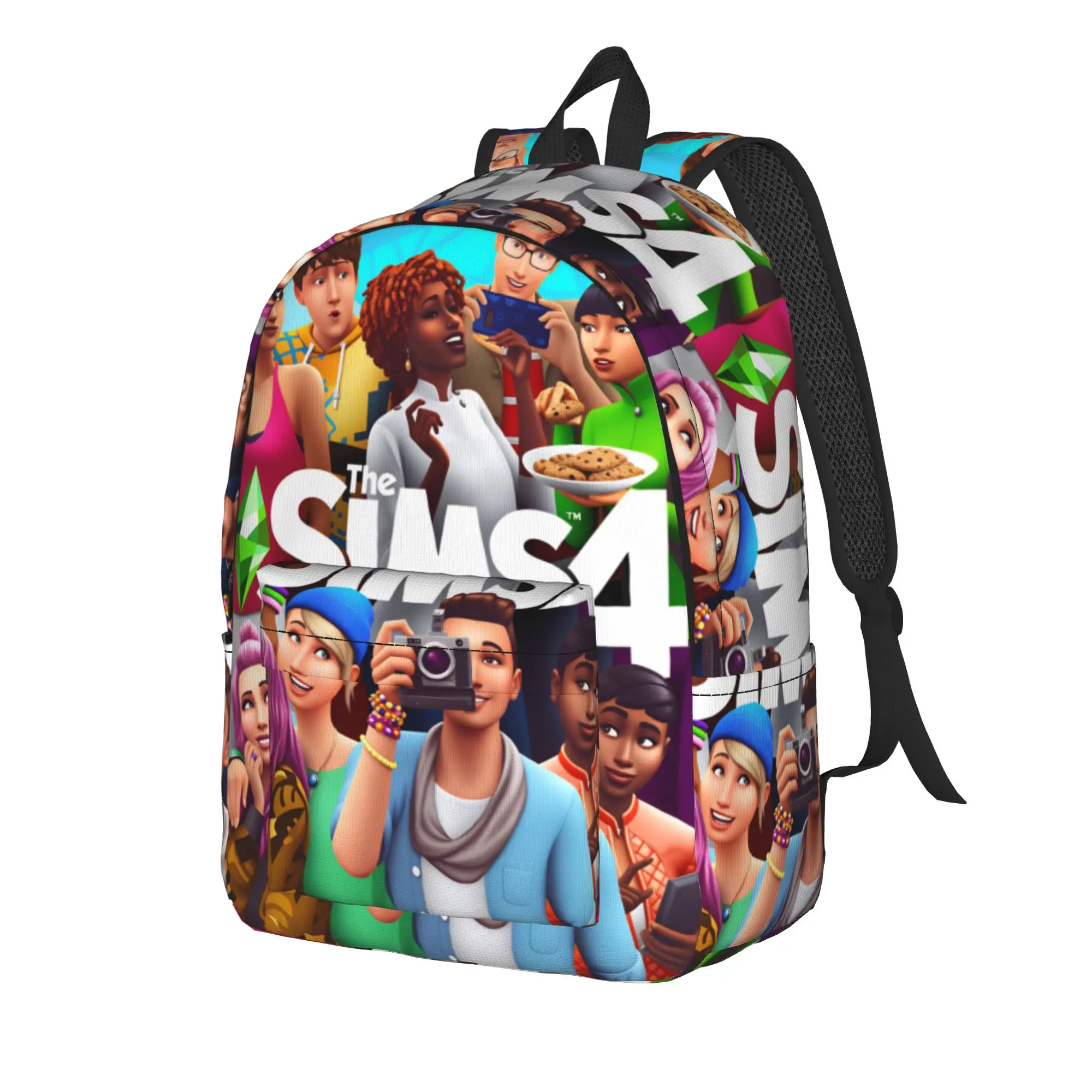 Sims 4 Plumbob Video Game Backpack  Female Polyester Travel Backpacks Durable Aesthetic School Bags Rucksack