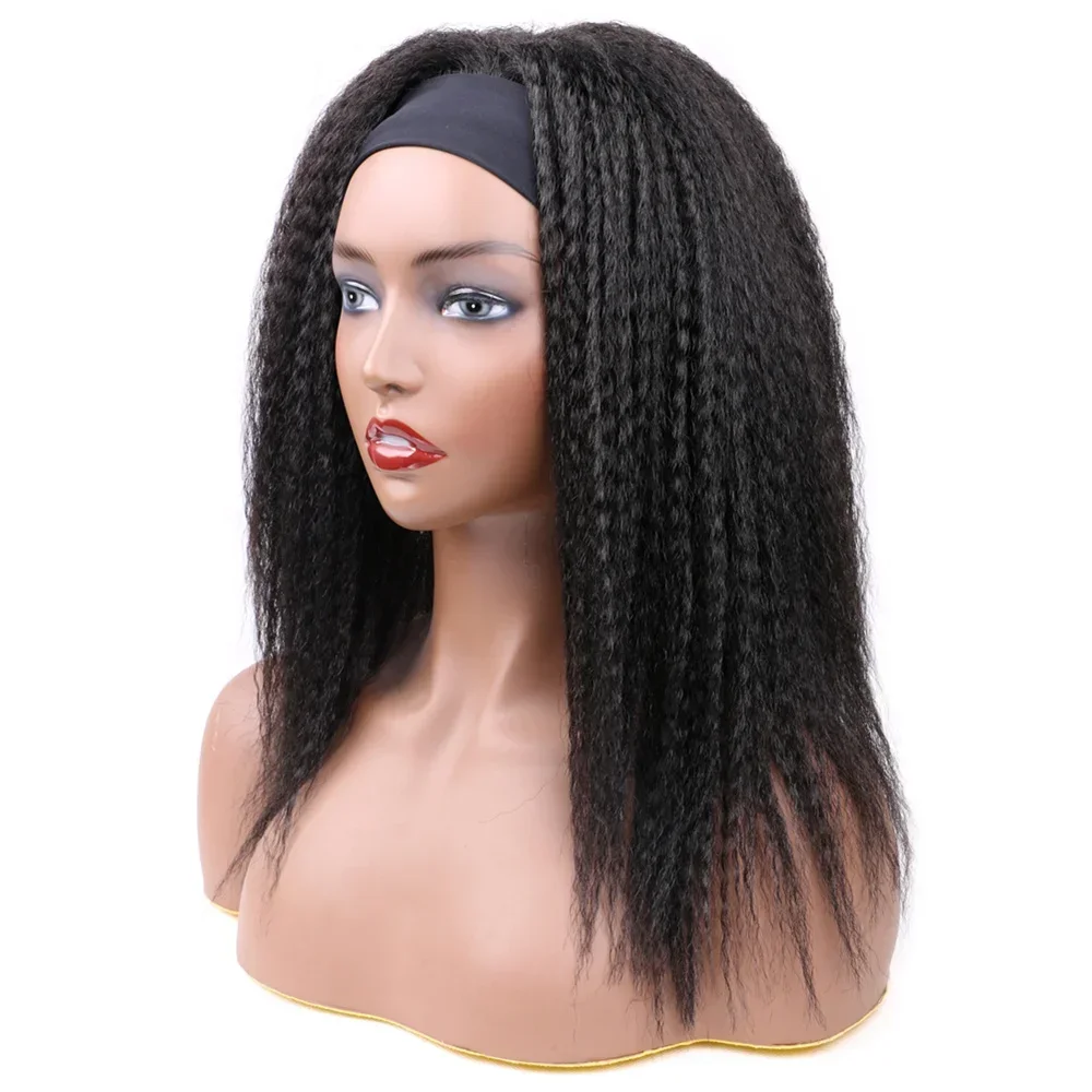 Yaki Straight Headband Wig Synthetic Long Straight Wig For Women Natural Black Heat Resistant Fiber High Qualit Wig Daily Use