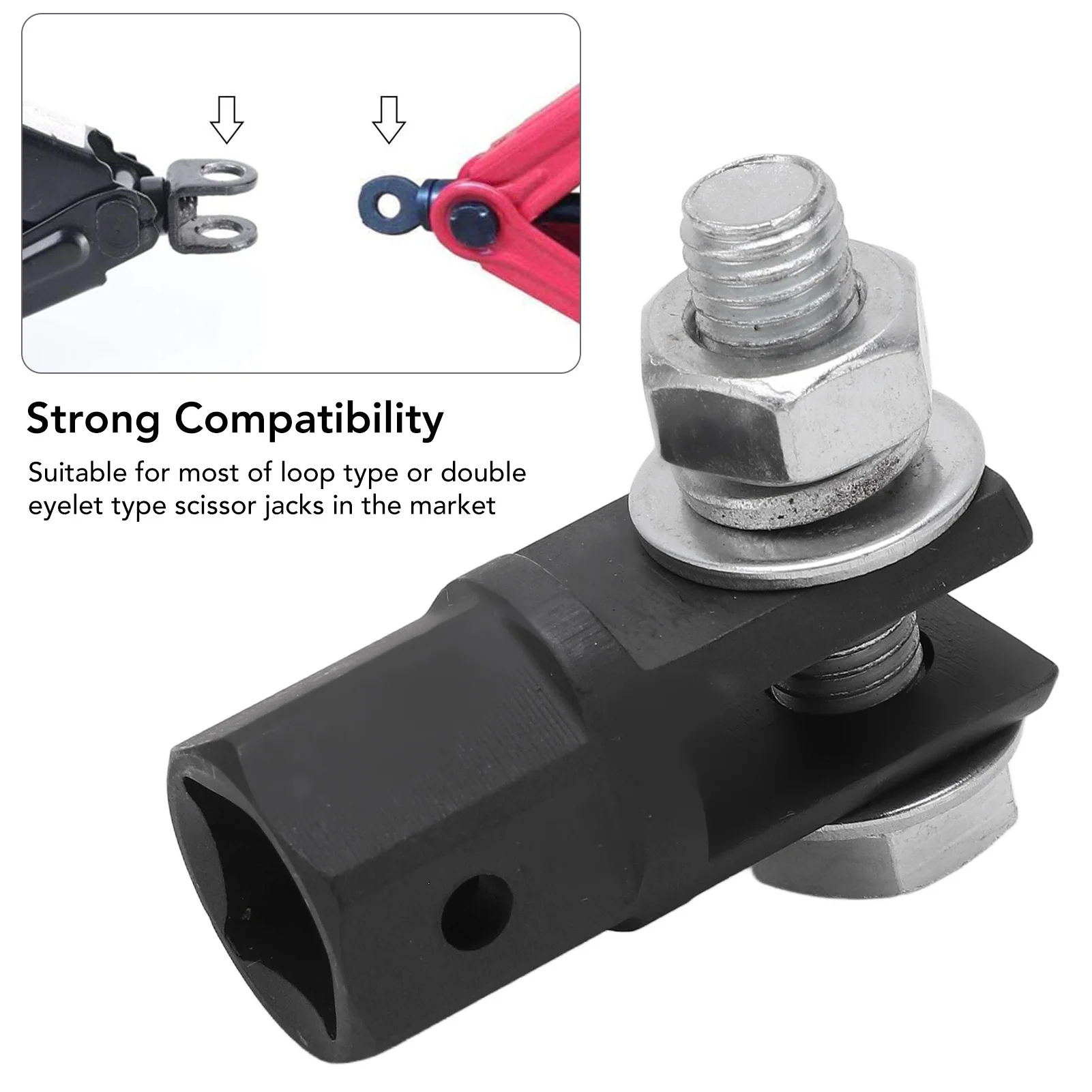 Scissor Jack Adapter High Strength Universal for Use with 1/2in Drive Impact Wrench Car RV Trailer Scissor Jack Drill Adapter