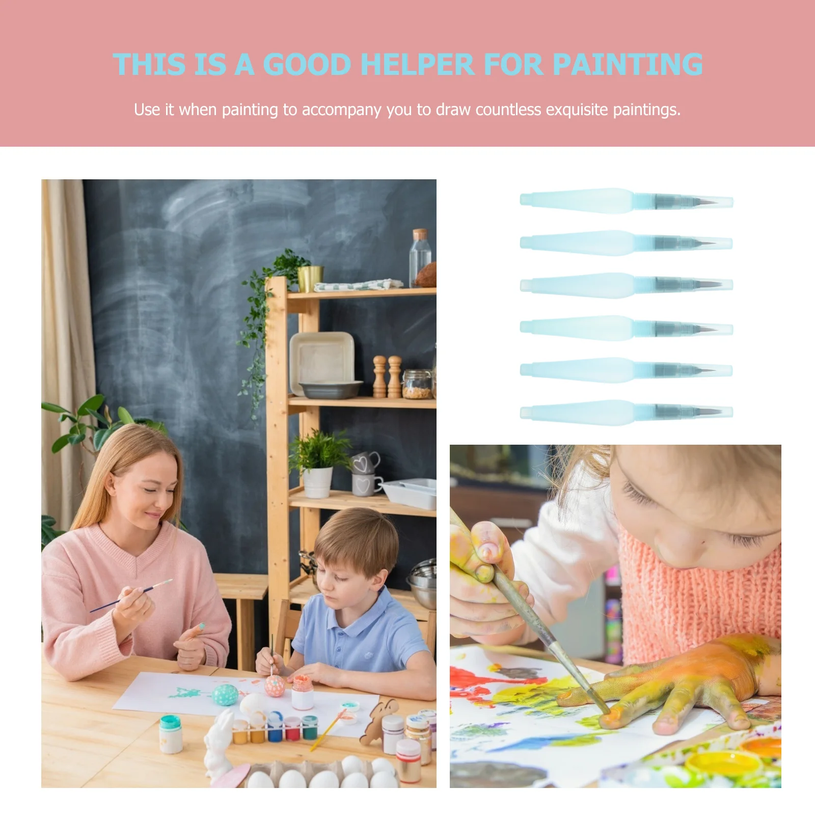 

6Pcs Watercolor Brush Pens Colorful Soft Pen with Squeeze Barrel for Ink Control Perfect Student Paintbrushes Art Painting