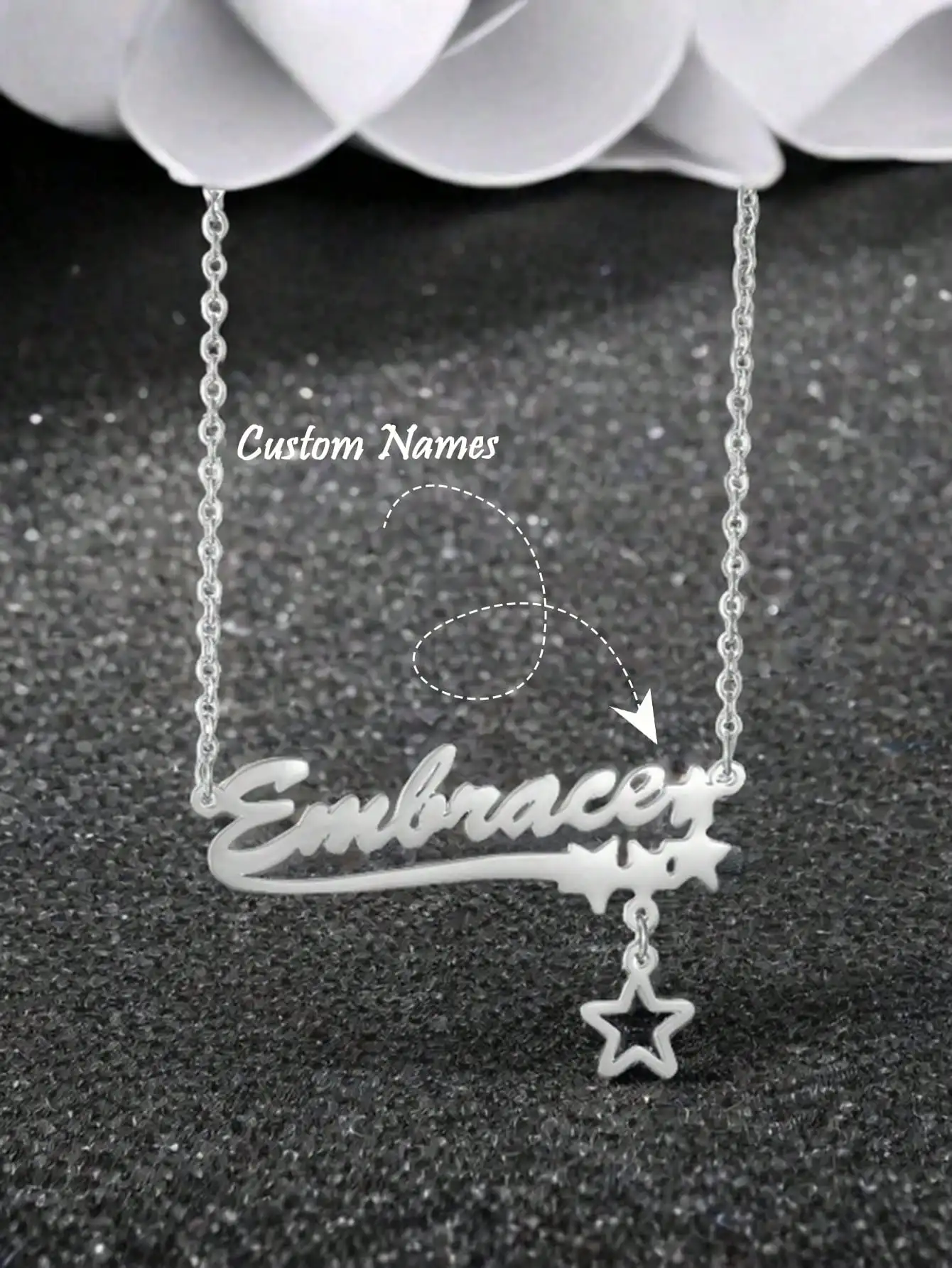  DOREMI Personalized Custom Necklace For Women Hollow Stars Pendant Customized Name Multiple Fonts To Choose For Gift Necklace