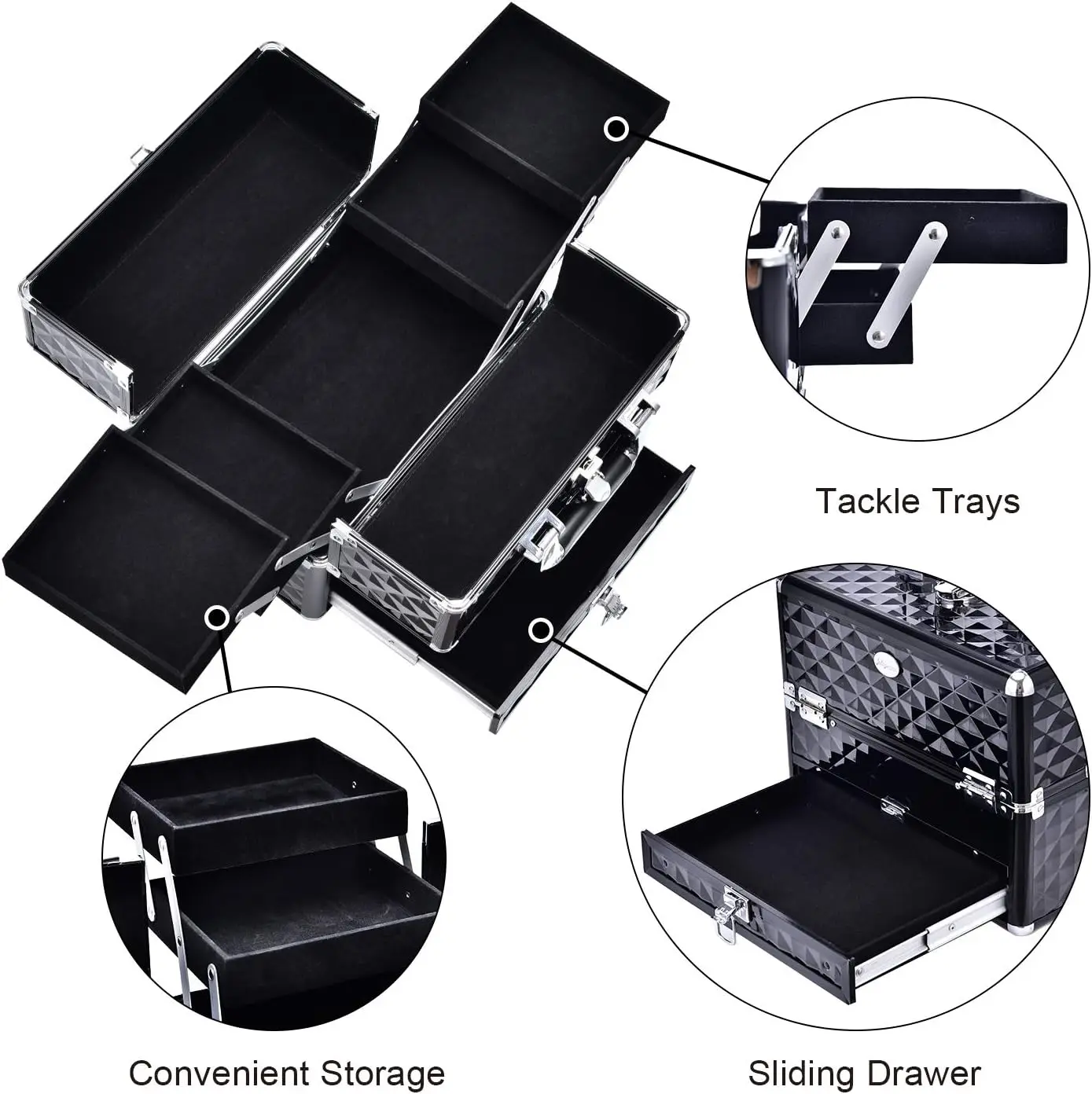 Makeup Train Cases Professional Travel Makeup Cosmetic Cases Organizer Portable Box with Drawer