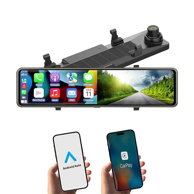 NEW 11.26 Inches Android Auto and Wireless Carplay 4K+1080P Recording Rearview Mirror Video Recorder WiFi BT G-Sensor Dash Cam