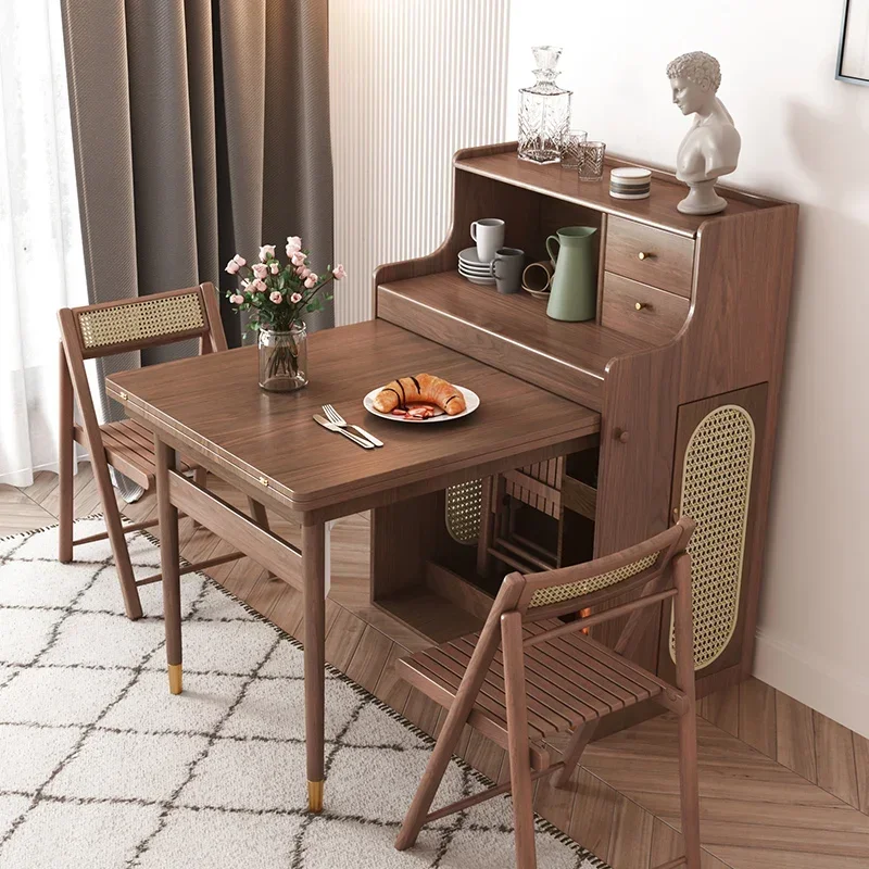 Save Space Modern Storage Side Cabinet Design Furniture Foldable Dining Table