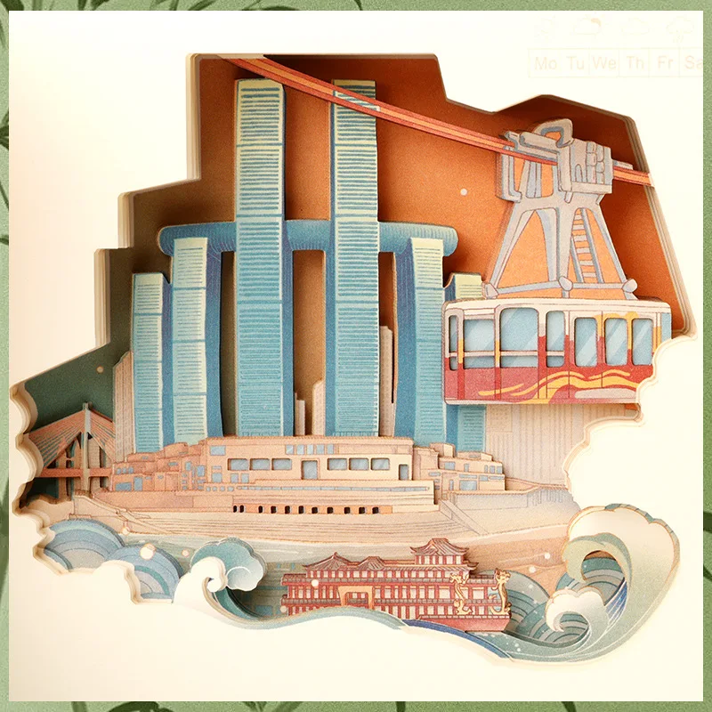 Chongqing Check-seal de viagem cultural e criativo em papel 3D escultura notebook Hongya Grotta Conta de mão para amigos literários