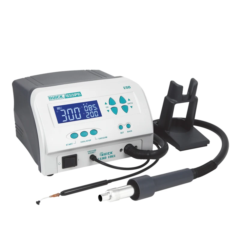 Programable Quick Intelligent hot air desoldering rework station LCD display 1300W pedal switch optional Quick 855PG