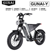 GUNAI-Y 1000W Electric Ebike 20*4Inch Fat Tire Electric Bike Hydraulic Disc Brake 48V 18AH Battery Mountain Electrical Bicycle