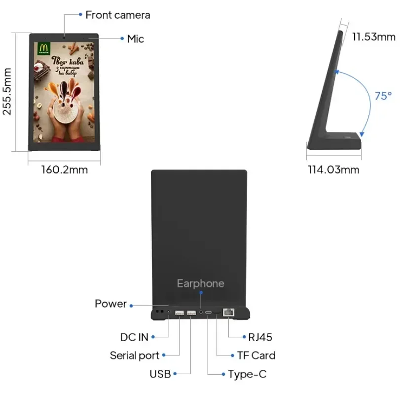 L type 10.1 inch touch screen Customer Feedback Evaluator Bank Restaurant ordering RJ45 NFC Camera desktop android tablet