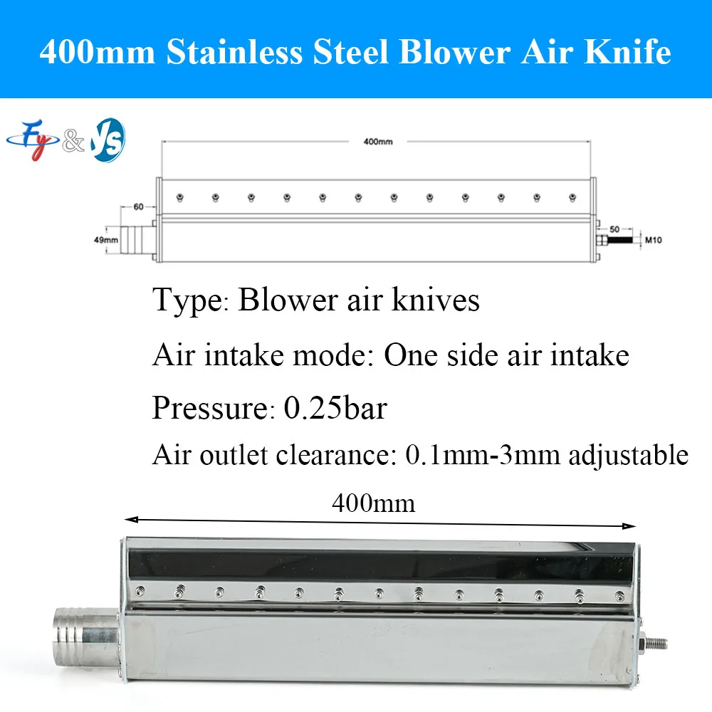 Premium Quality Stainless Steel Air Knife, Blower Powered for Film Drying, Dirt and Debris Blow Off 50mm 100mm