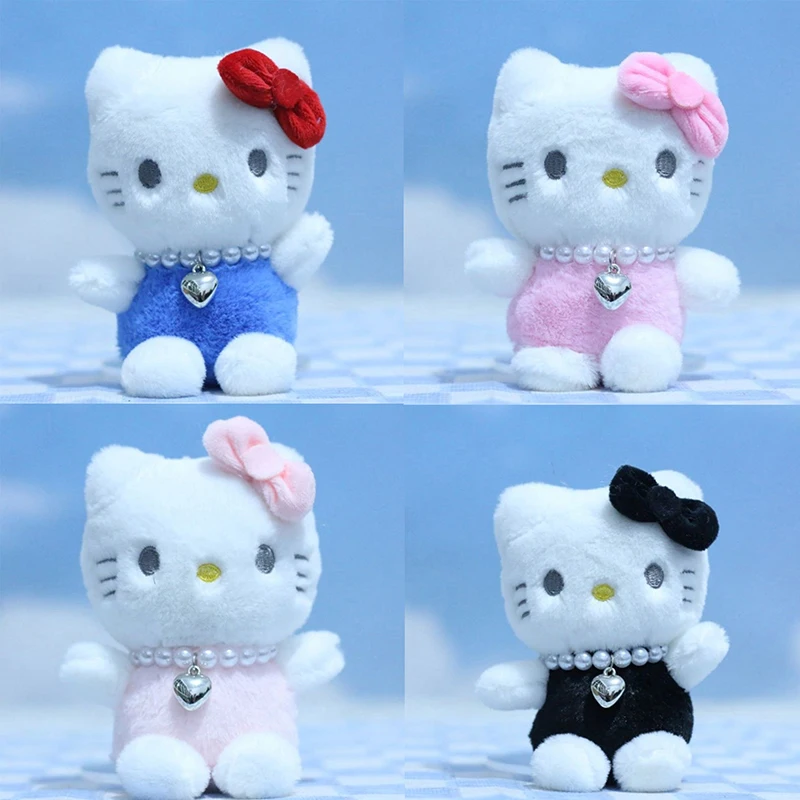 12Cm Kawaii Sanrio Keychain Cute Hello Kitty Multiple Colors Plushies Doll Keyring School Bag Pendant Accessorie Girl Toy Gift