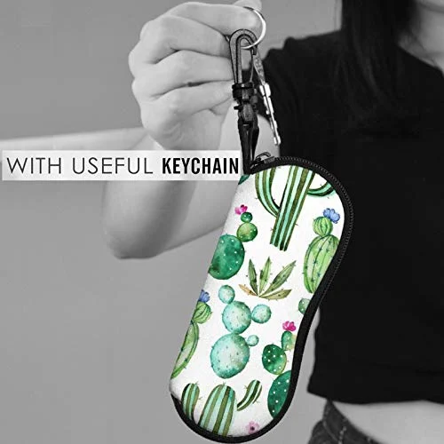 Tropical Cactus Tree Flower Sunglasses Soft Case Glasses Case For Women Men Ultra Light Neoprene Zipper Eyeglass Case