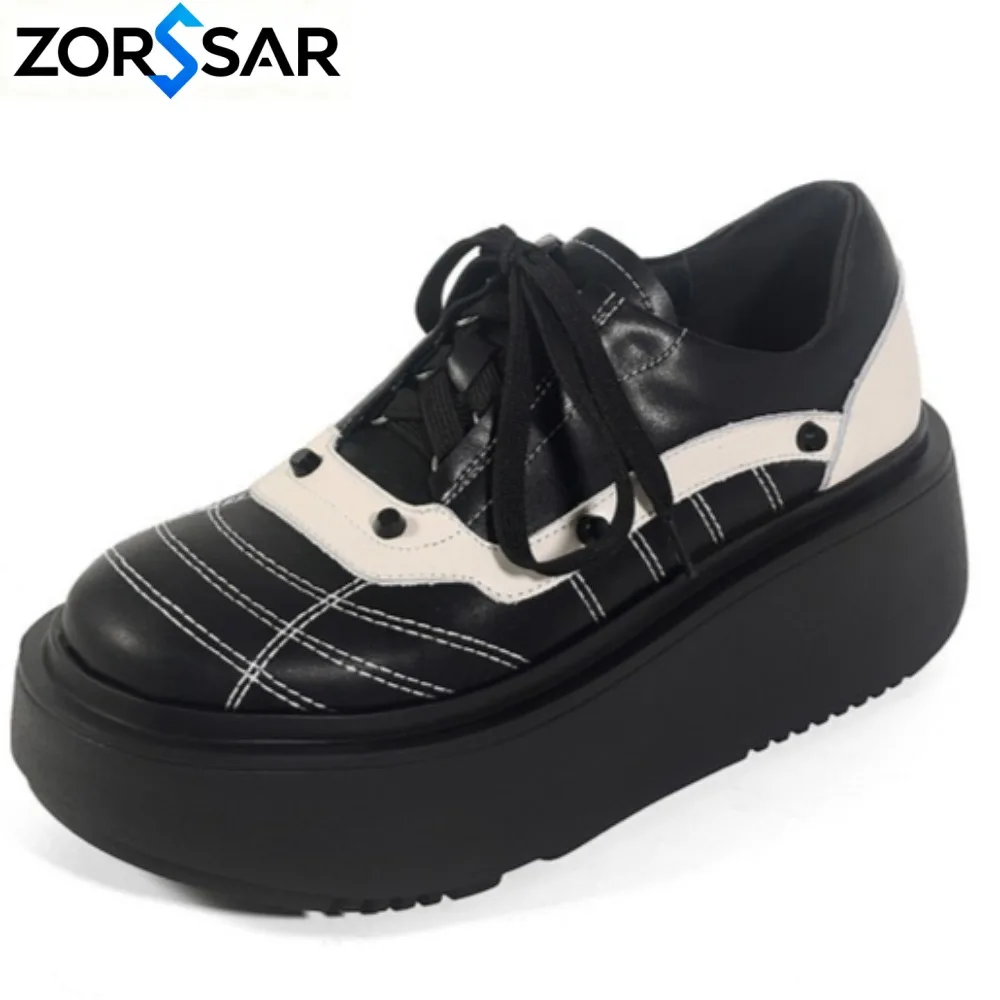 New High Platform Sneakers Women's Lace Up Trainers Chunky Shoes Woman Designer Cow Leather Runway Shoes Youth Elevated Sneaker