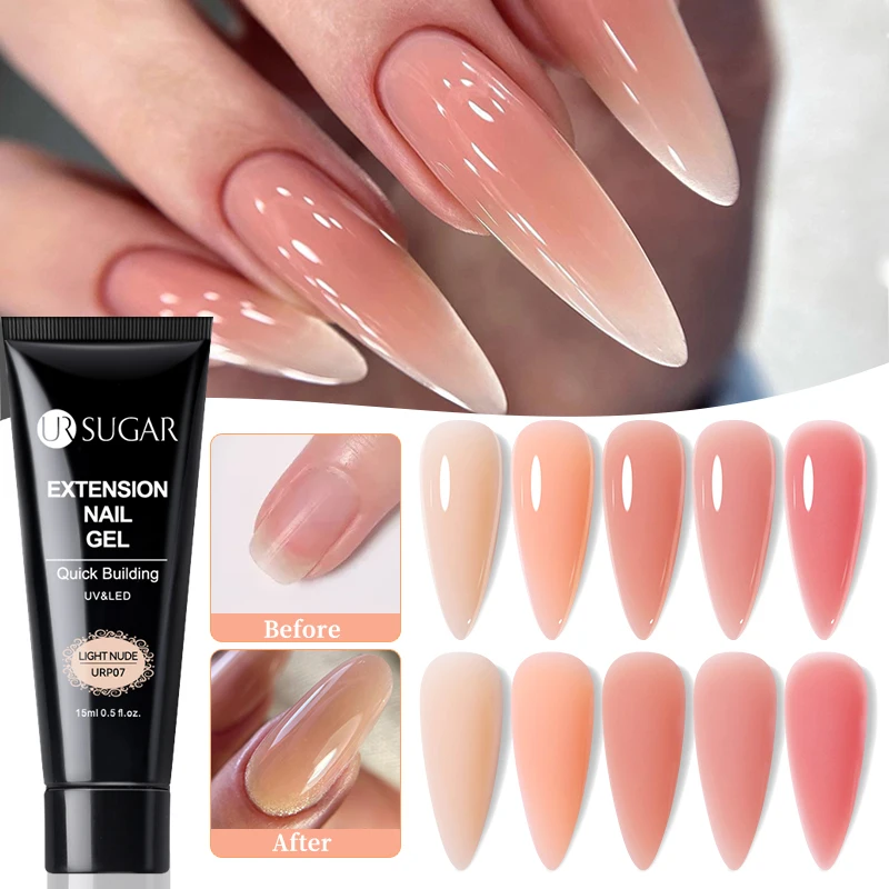 UR SUGAR 15ml Extension Nail Gel Polish Acrylic UV Construction Gel White Clear Nude Soak Off Building Prolong Nails Hard Gel