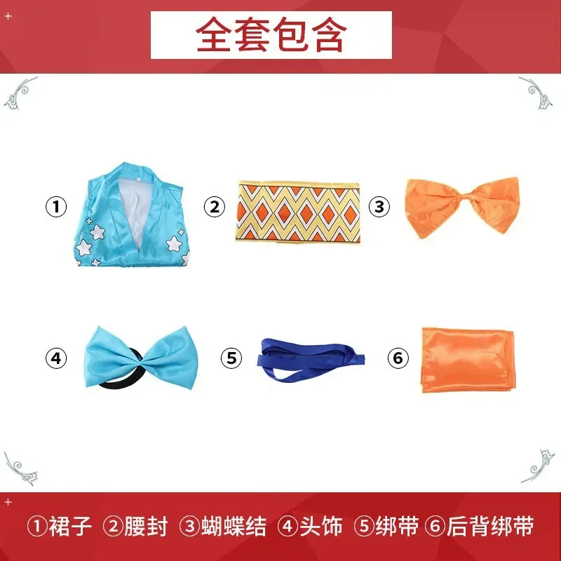 Wano Country Nami 코스프레 의상, 섹시한 기모노 드레스 Wanokuni nami, 여성과 남성을위한 할로윈 의상 가발, 6 룸 액세서리