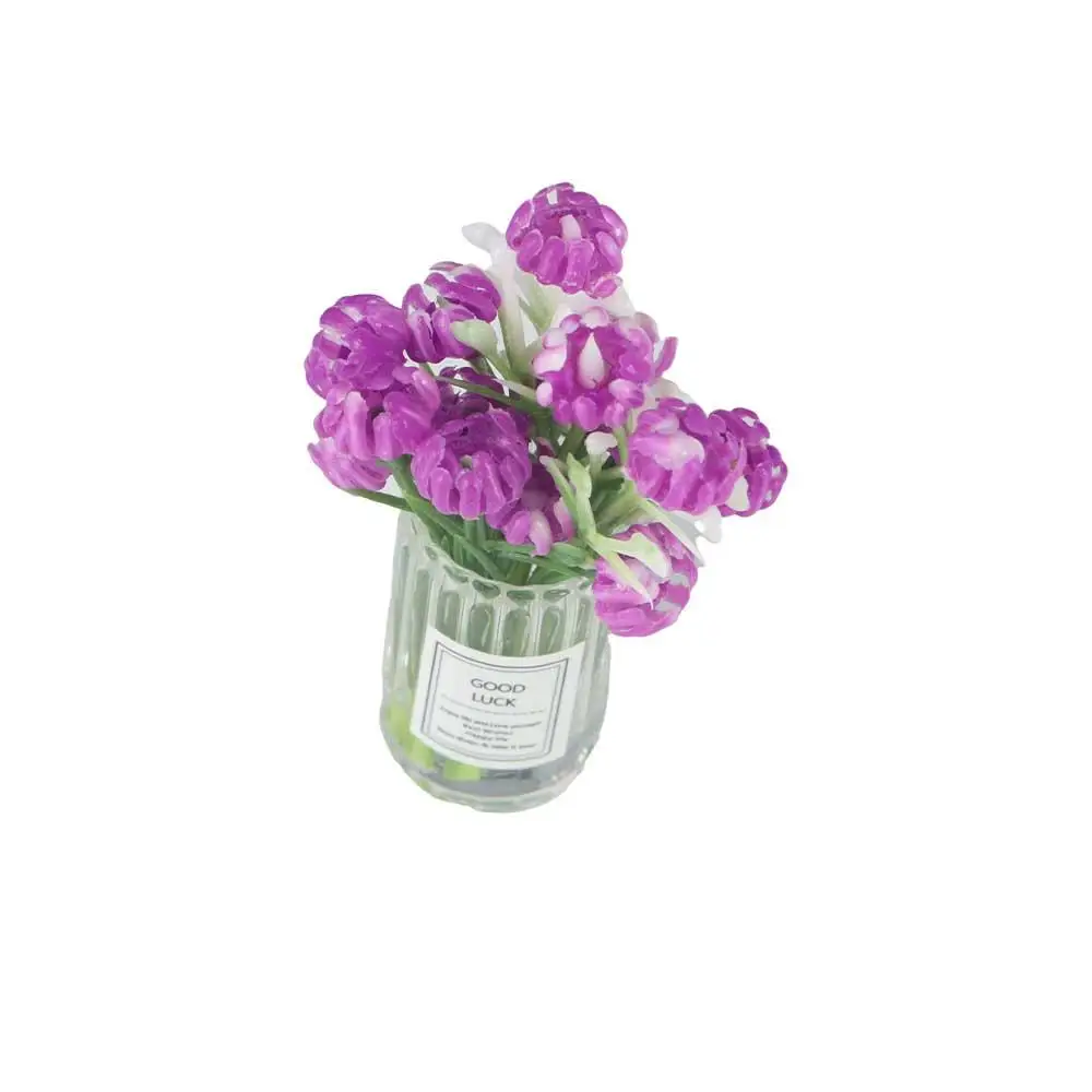 Model Crafts Jasmine Flower Vase Dollhouse Accessories  House Decoration 1:12 Dollhouse Miniature Simulation Potted Plants