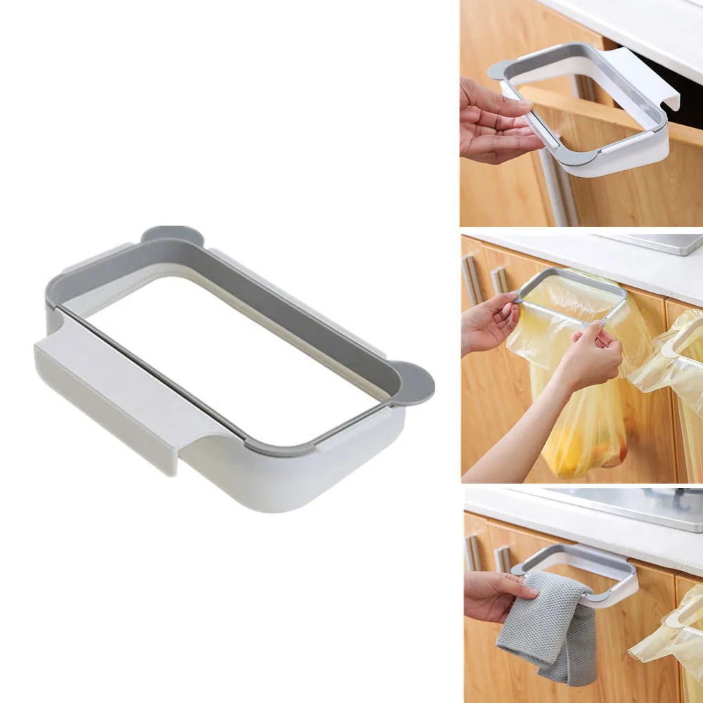 

Cupboard Stand Trash Storage Hanging Garbage Bag Holder Plastic Kitchen Cabinet Door Back Portable Kitchen Gadgets