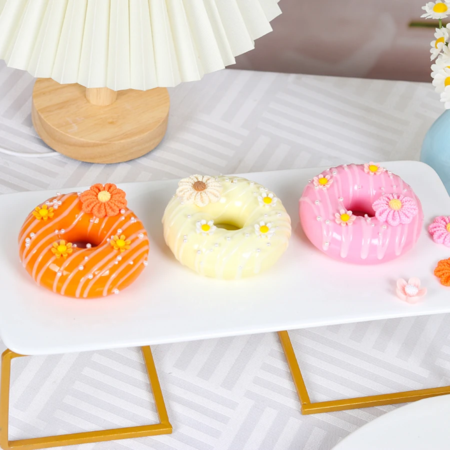 4PCS/Set Flower Doughnut Dessert Wedding Party Decoration Cake Decoration Photography Professional Simulation Cake Model CK1003