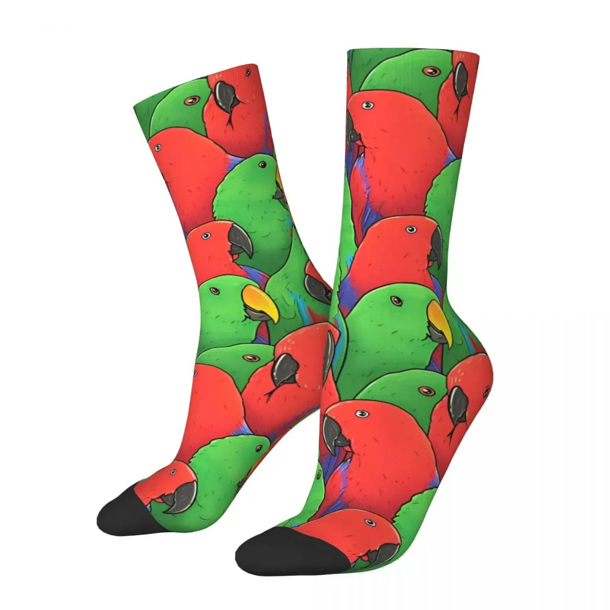 

Retro Male And Female Eclectus Parrots Men's Socks Parrot Pet Bird Unisex Street Style Pattern Printed Funny Crew Sock Gift