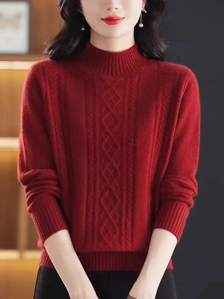 

Erdos Camere вязаный свитер женский Thiened f с высоким воротником шерстяная основа irt осень-зима Новое поступление для поездок на работу Sle L...