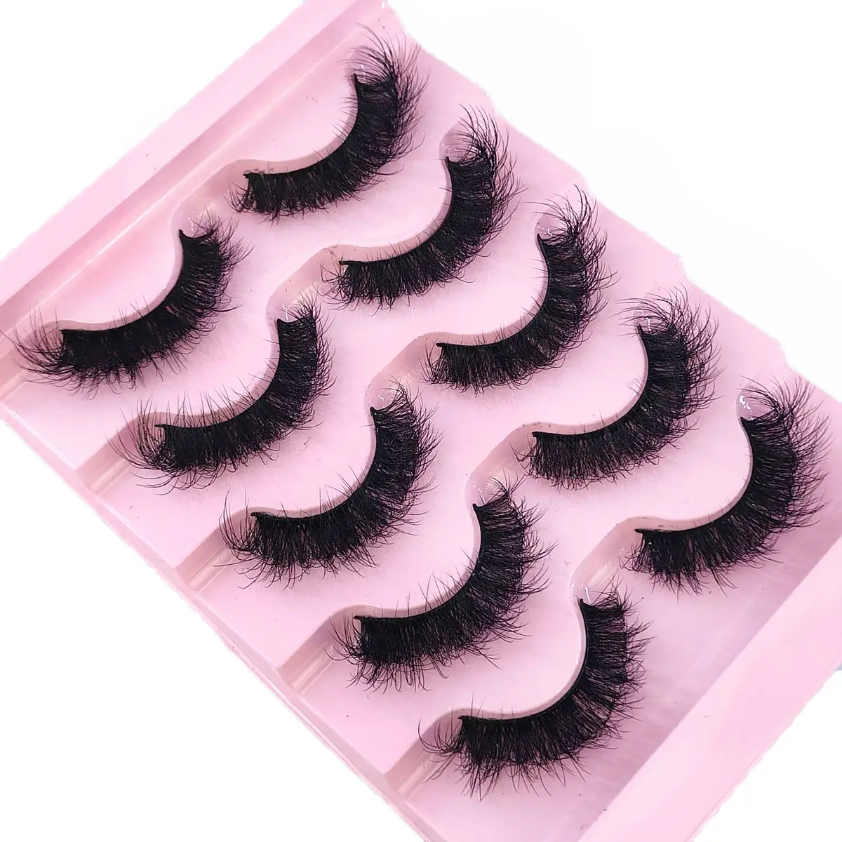 HBZGTLAD 5ペア 3Dフェイクミンクつけまつげ ナチュラルロングふわふわまつげ ウィスピー メイクアップ ビューティーエクステンション ショートつけまつげ