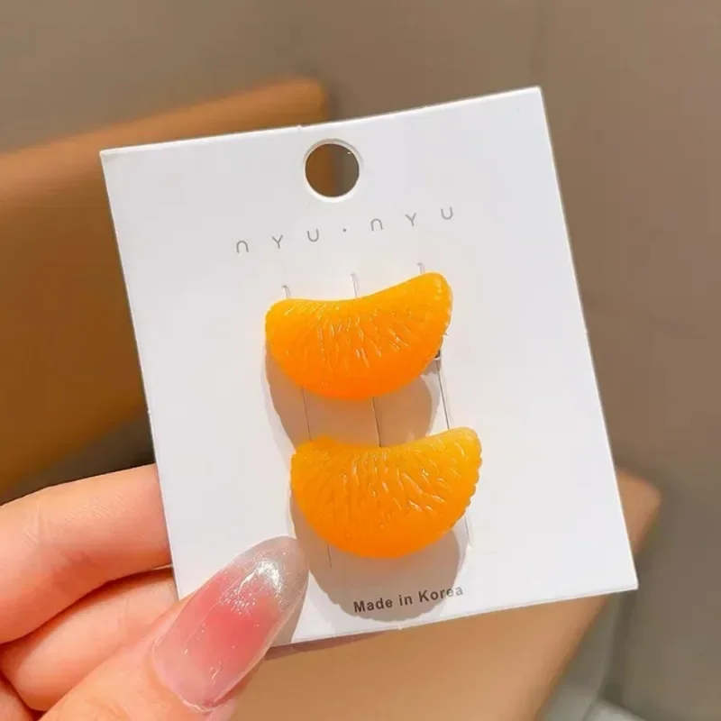 Creative Fruit Hair Clip New Mandarin Orange Hairpins Funny Simulation Fruit Duckbill Hair Clip for Women Fashion Headwear