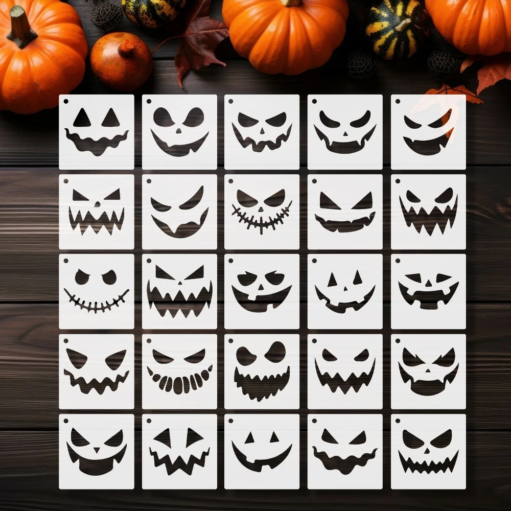 25개의 호박 얼굴 스텐실 |   재미있는 장식/DIY 창의적인 공예 |   파티/홈 장식에 딱 맞습니다 - 할로윈
