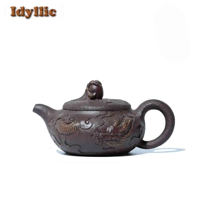 

240ml Handmade Yixing Purple Clay Teapots Handmade Dragon Pot Raw Ore Plum Red Mud Tea Maker Kettle With Infuser Zisha Tea Set