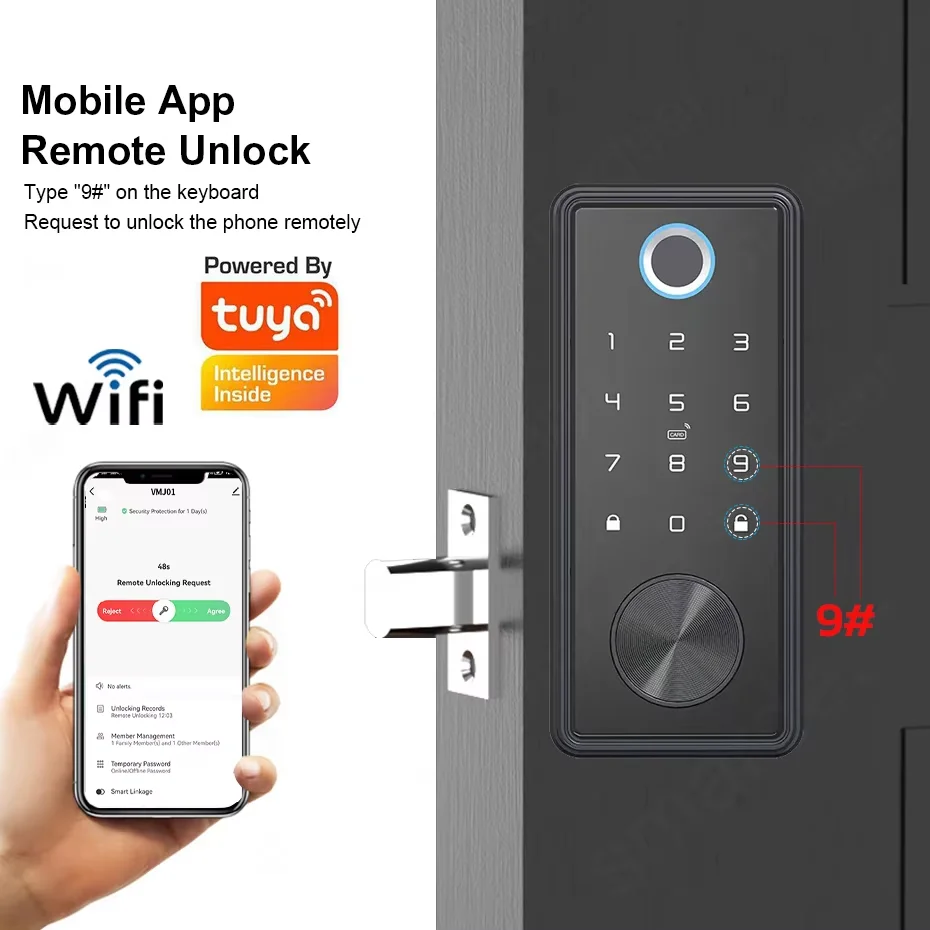 ZXHK Tuya Smart Keyless Fingerprint Lock Aluminum Door Security Digital Code Smart Gate & Door Locks