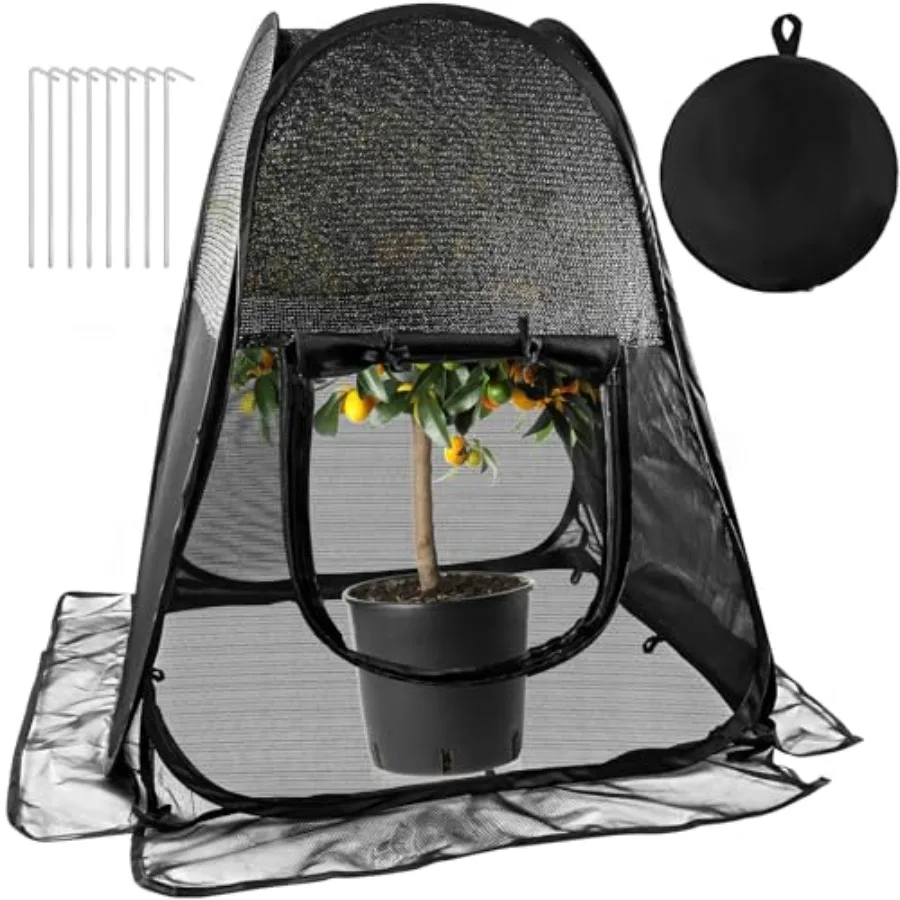 

Pop up Plant Shade Tent Plant Shades for Outdoor Plants Mesh Plant Cover with 8 Stakes Pop up Gardening Net Cover with Zipper D