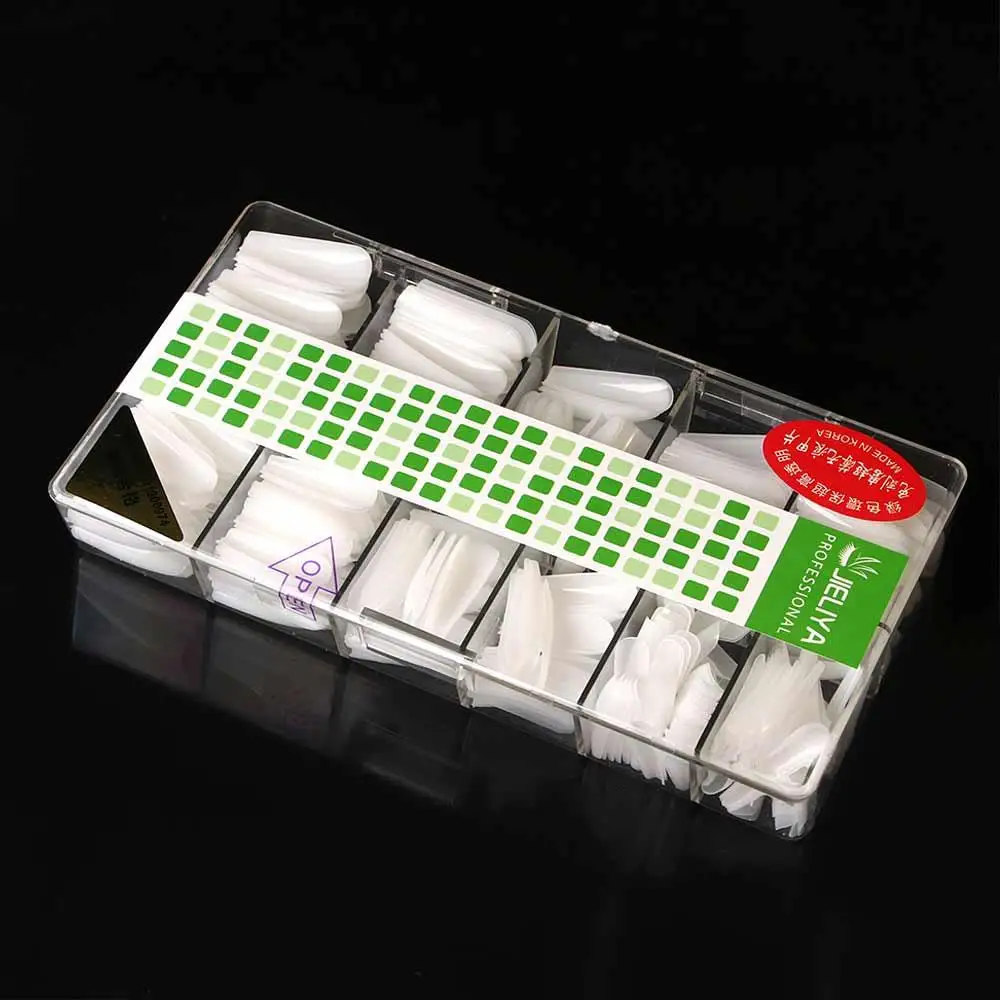 アクリル超薄型プレスオンハーフカバー取り外し可能なフレンチフェイクネイルネイルアートチップオーバル付け爪マニキュア