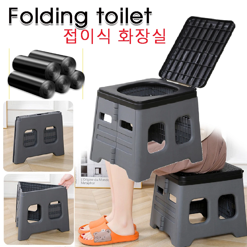 Portable Folding Toilet for Outdoor Camping Potty for Adults Kids Cover Design Seat Toilet Reusable Toilet for Picnic Car Travel