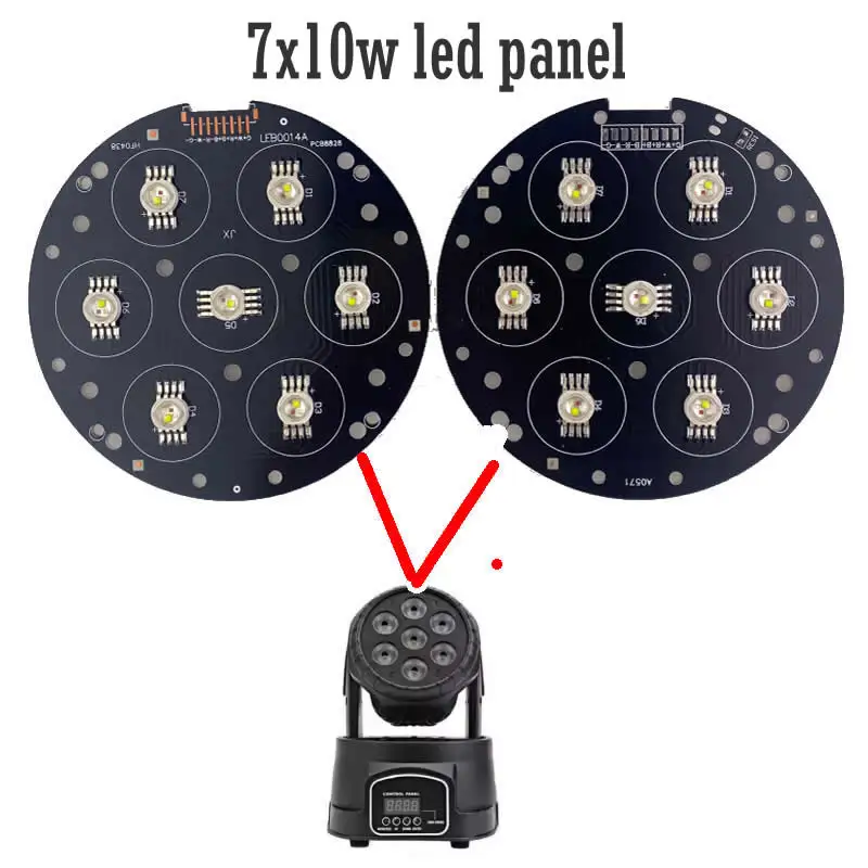 

2 шт./лот, запасные части 7x12 Вт RGBW, подвижная головка, светодиодная доска, аксессуары для сценического освещения