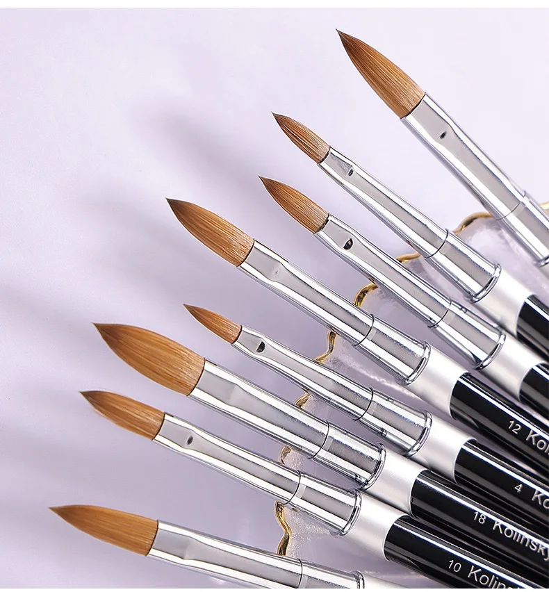 1PC ネイルアクリルブラシ コリンスキーセーブルアクリルブラシ UV ジェル彫刻ペンブラシ液体粉末 DIY ネイル描画