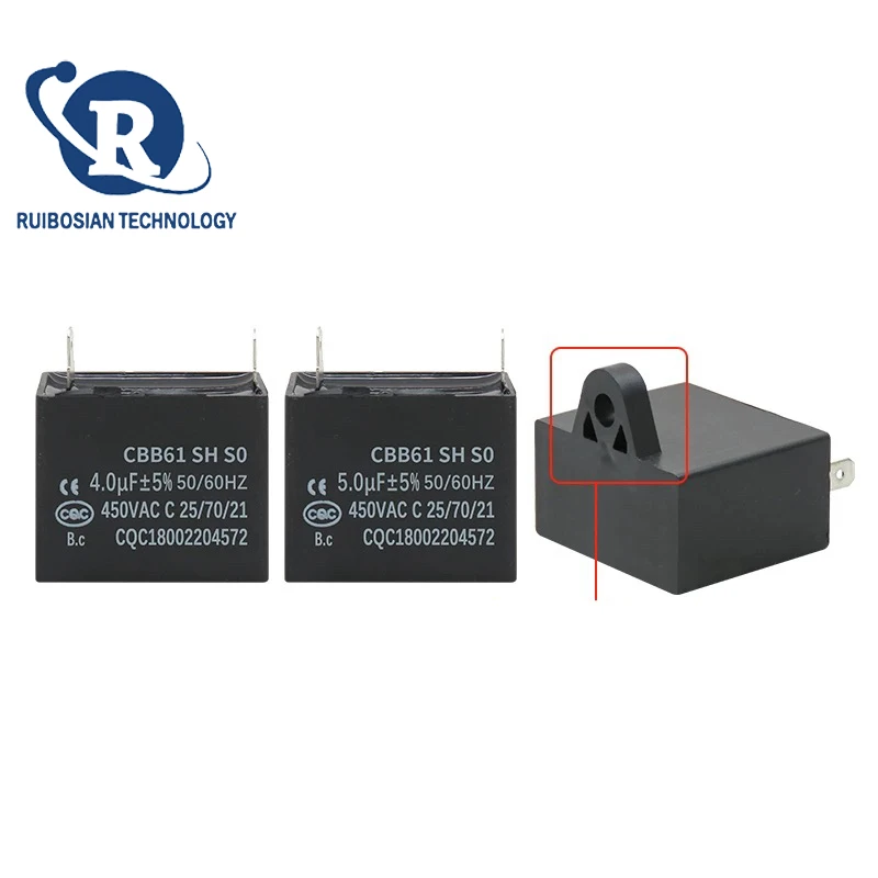 CBB61 Fan air conditioner insert Startup capacitor 1UF/1.5/2/3/3.5UF 450V Two insert pins