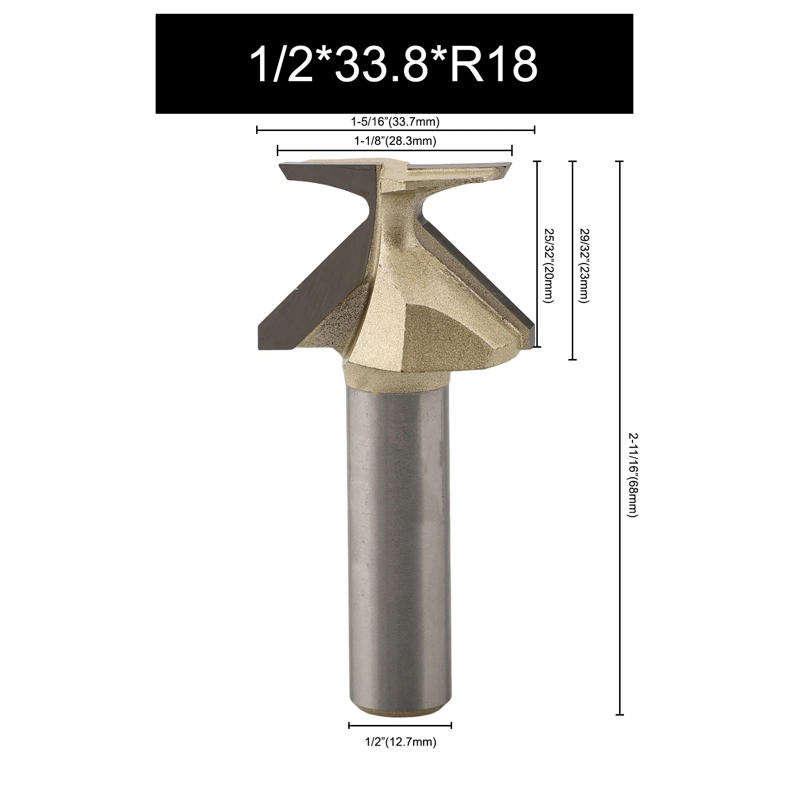 R18/30/50 1/2 Inch Shank Arc Bending Knives Seamless Golden Forming Knives Router Bits  Arc Bending Integrated Knives