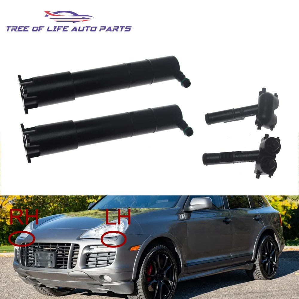 

Right&Left Front Bumper Headlight Washer Spray Nozzle Jet Cover Cap For Porsche Cayenne 955 2007 2008 2009 2010 3.0L 3.6L 4.8L