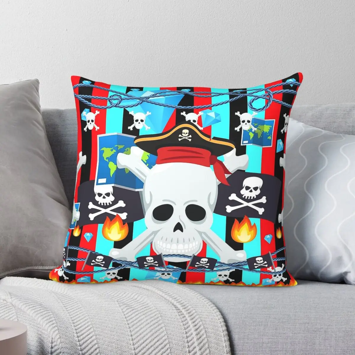 Adventure With Pirates Ready To Board Pillowcase Polyester Linen Velvet Pattern Zip Decor Pillow Case Bed Cushion Cover