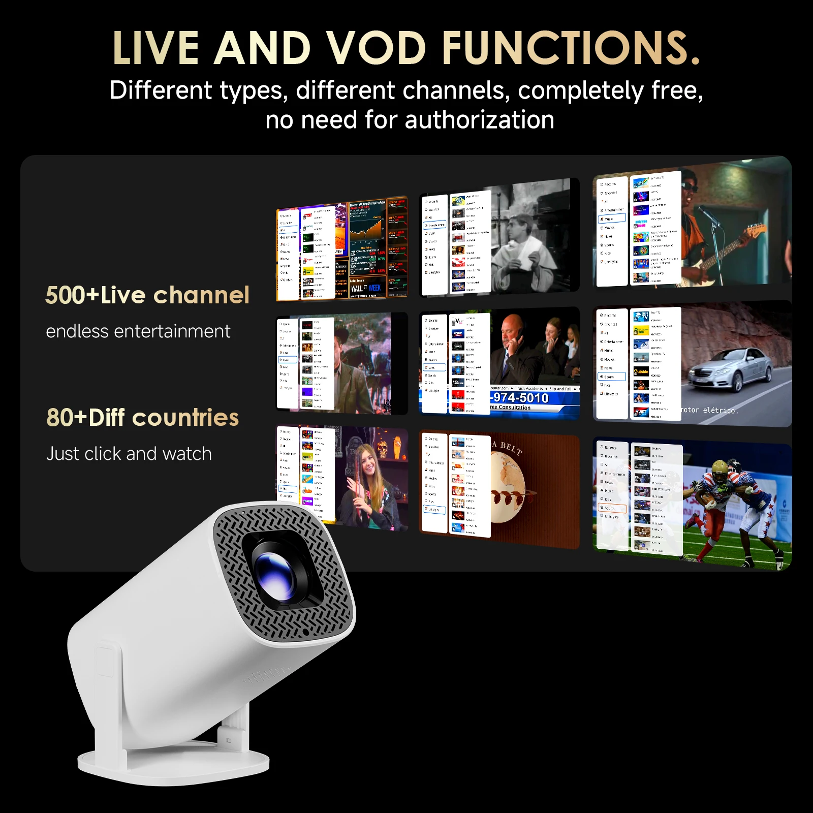 TOPSION P30PLUS أجهزة عرض صغيرة ذكية 4K 1280 * 720P مع 500 + قناة مجانية حية تدعم WiFi6 جهاز عرض محمول للمسرح المنزلي